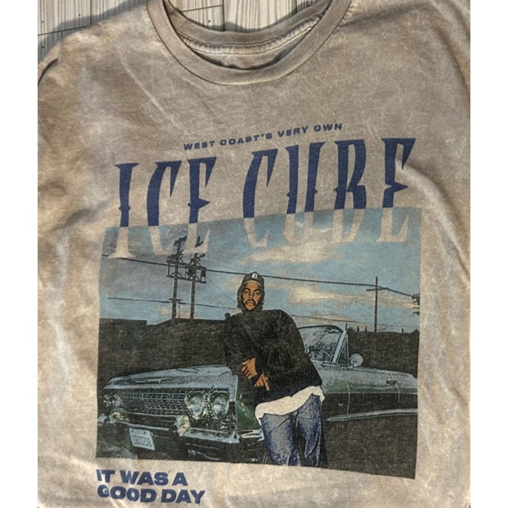 Ice‎ Cube Shirt Mens Large L Gray Stonewashed Graphic T Shirt